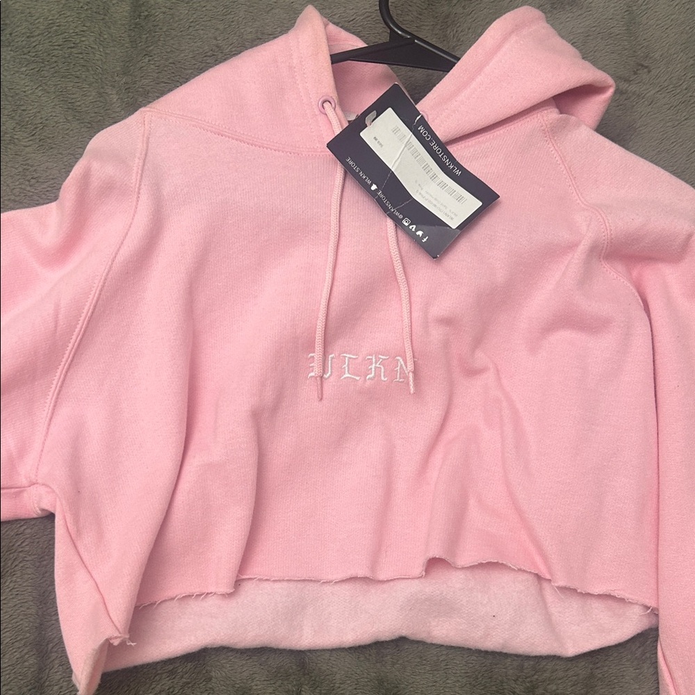 Pink Cropped WLKN Hoodie